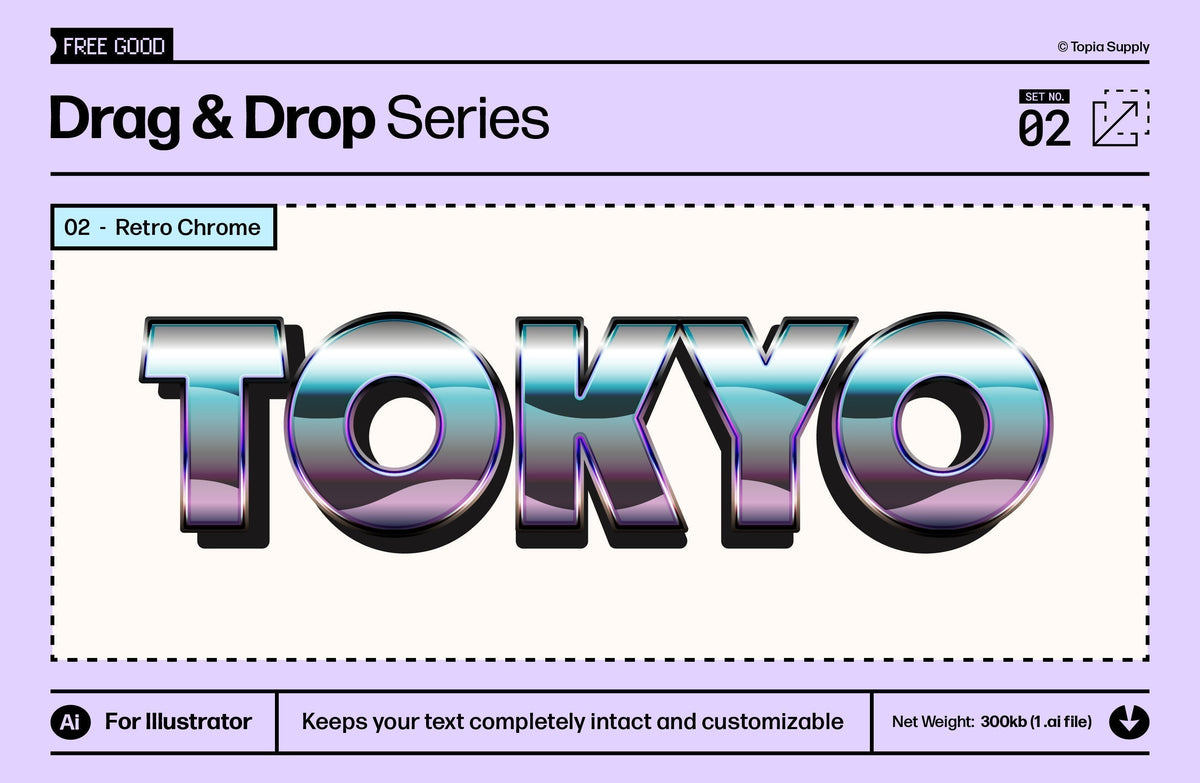 Drag & Drop Text Effect: Retro Chrome | Topia Supply